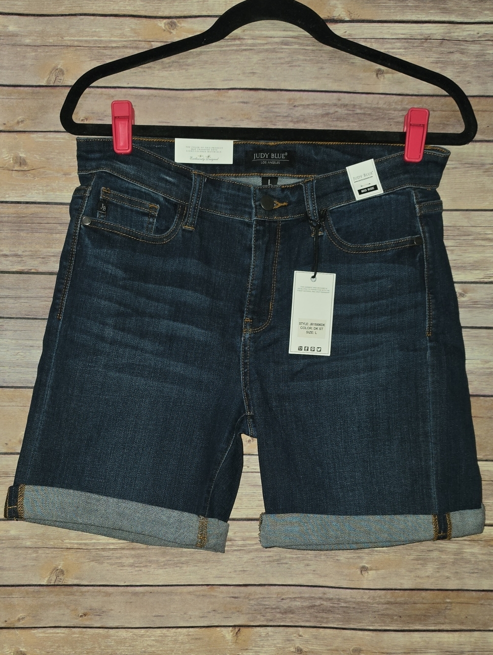 Judy Blue Dark Blue Rolled Hem Denim Shorts